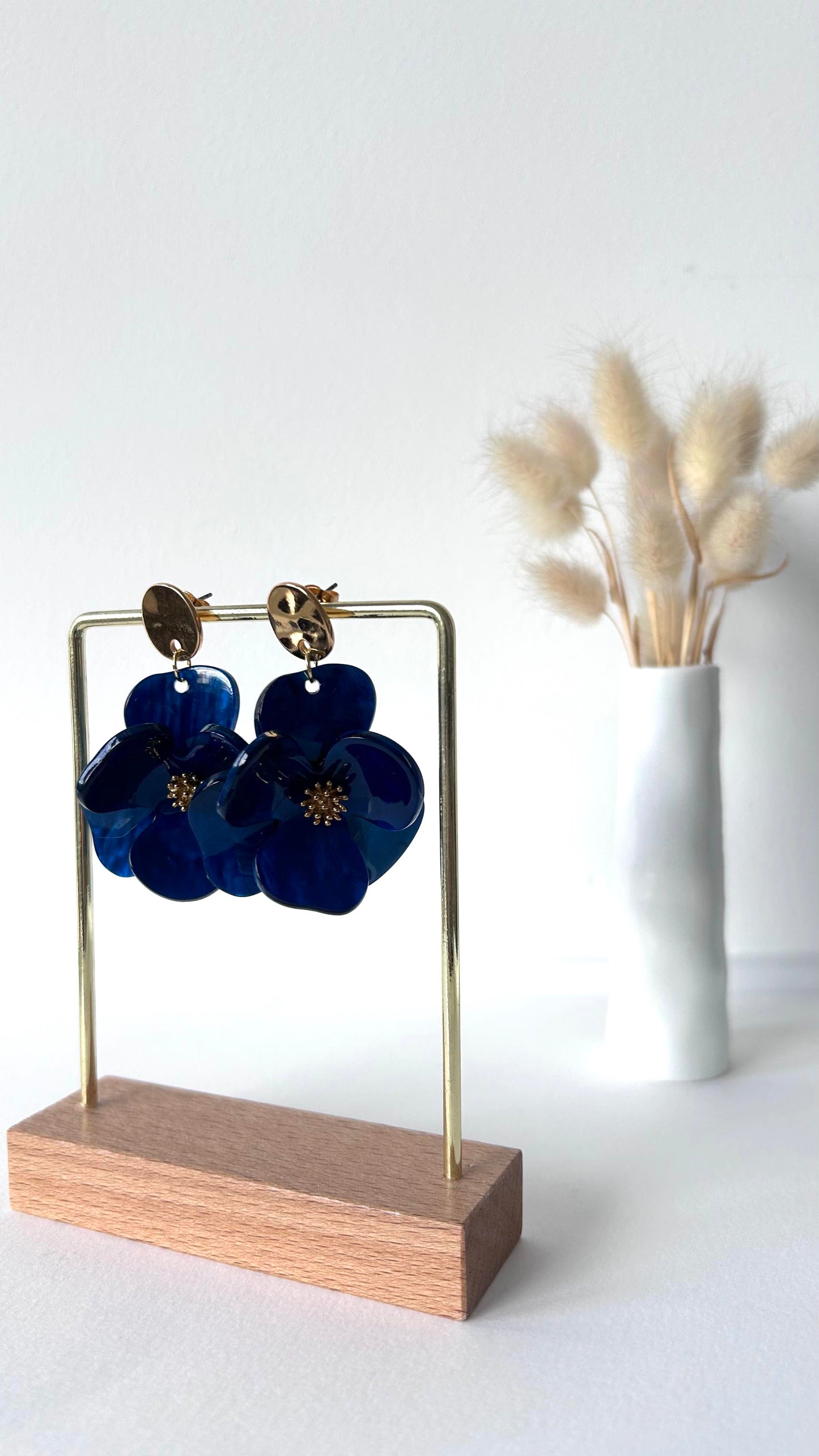 Boucles d'oreilles Floralia bleu nuit
