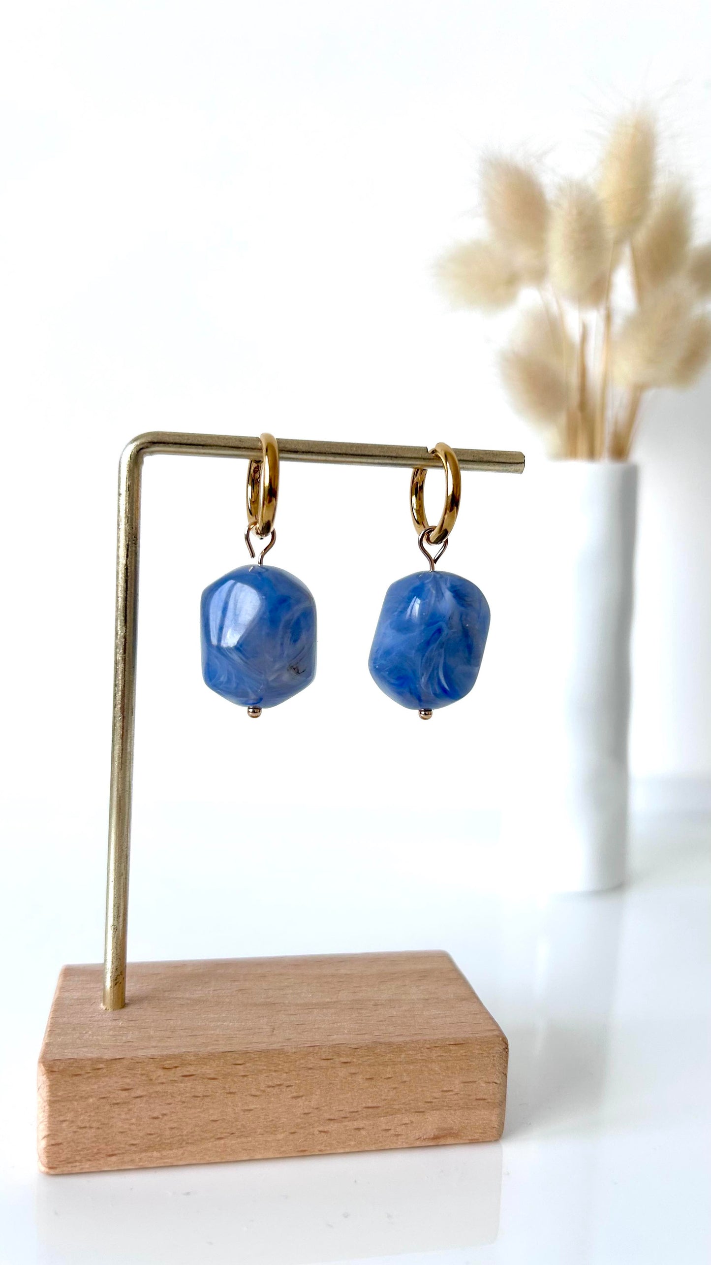 Boucles d'oreilles Lilou bleu glacier