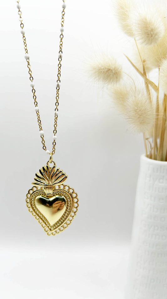 Sautoir ex voto blanc