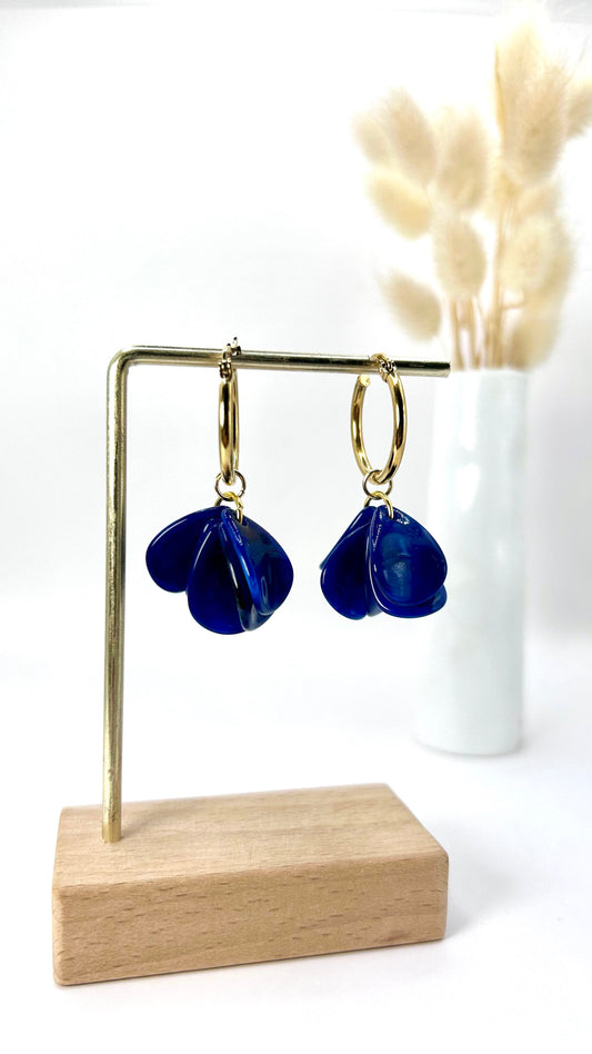 Boucles d'oreilles Floriane bleu nuit