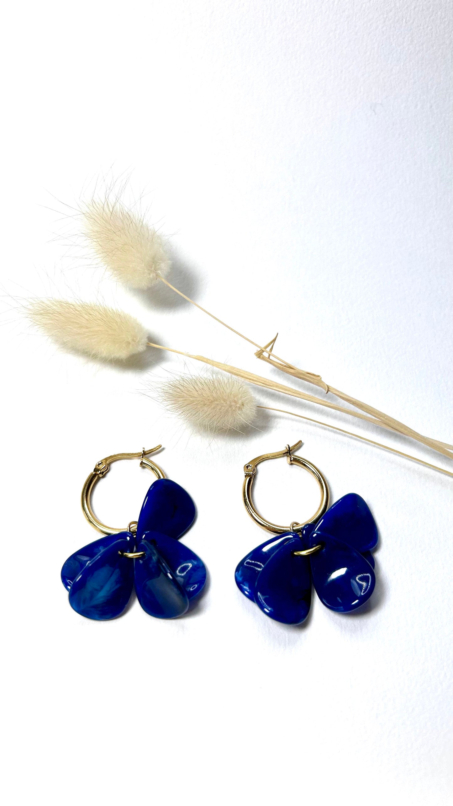 Boucles d'oreilles Floriane bleu nuit