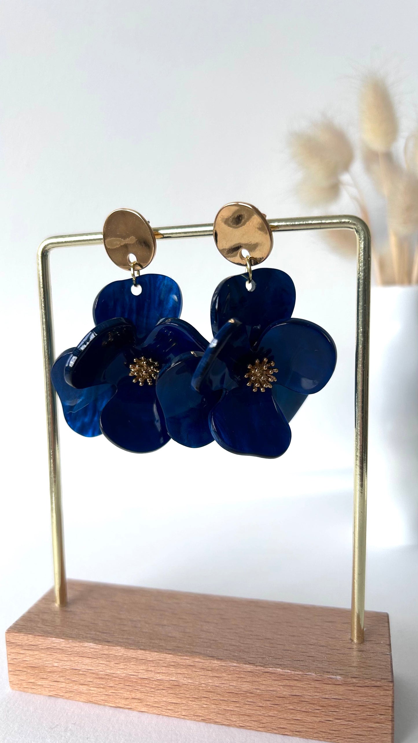 Boucles d'oreilles Floralia bleu nuit