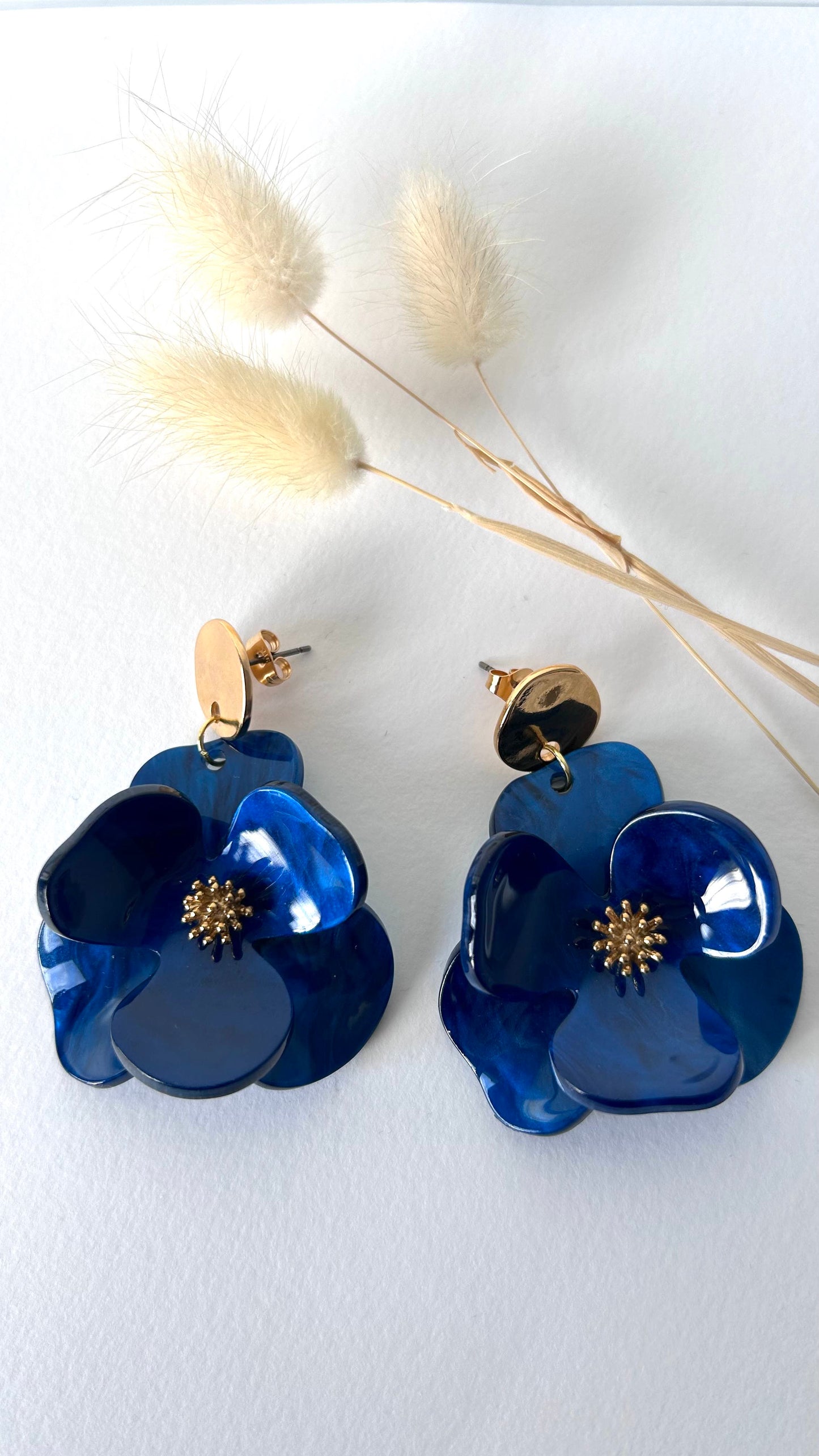 Boucles d'oreilles Floralia bleu nuit
