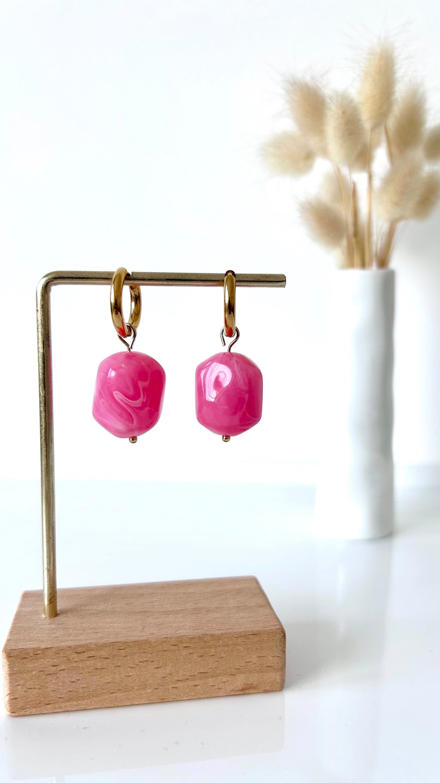 Boucles d'oreilles Lilou rose acidulées