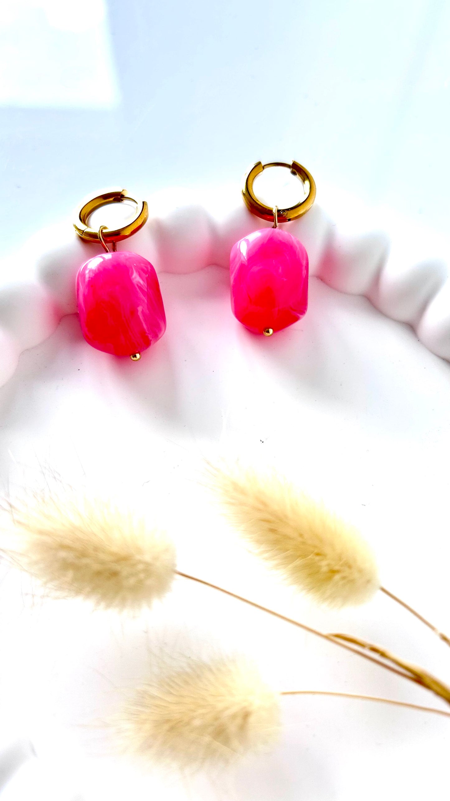 Boucles d'oreilles Lilou rose acidulées