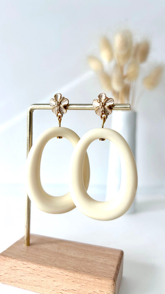 Boucles d'oreilles Hortense crème