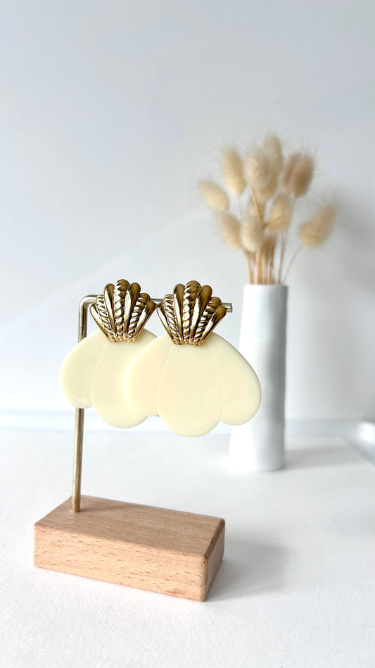 Boucles d'oreilles Flora crème