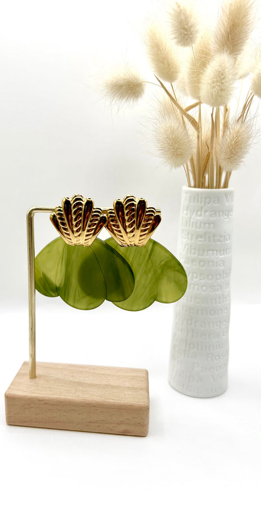 Boucles d'oreilles Flora olive