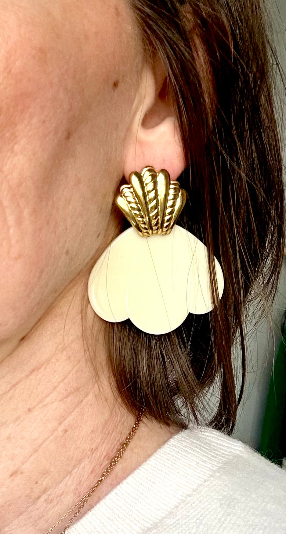 Boucles d'oreilles Flora crème