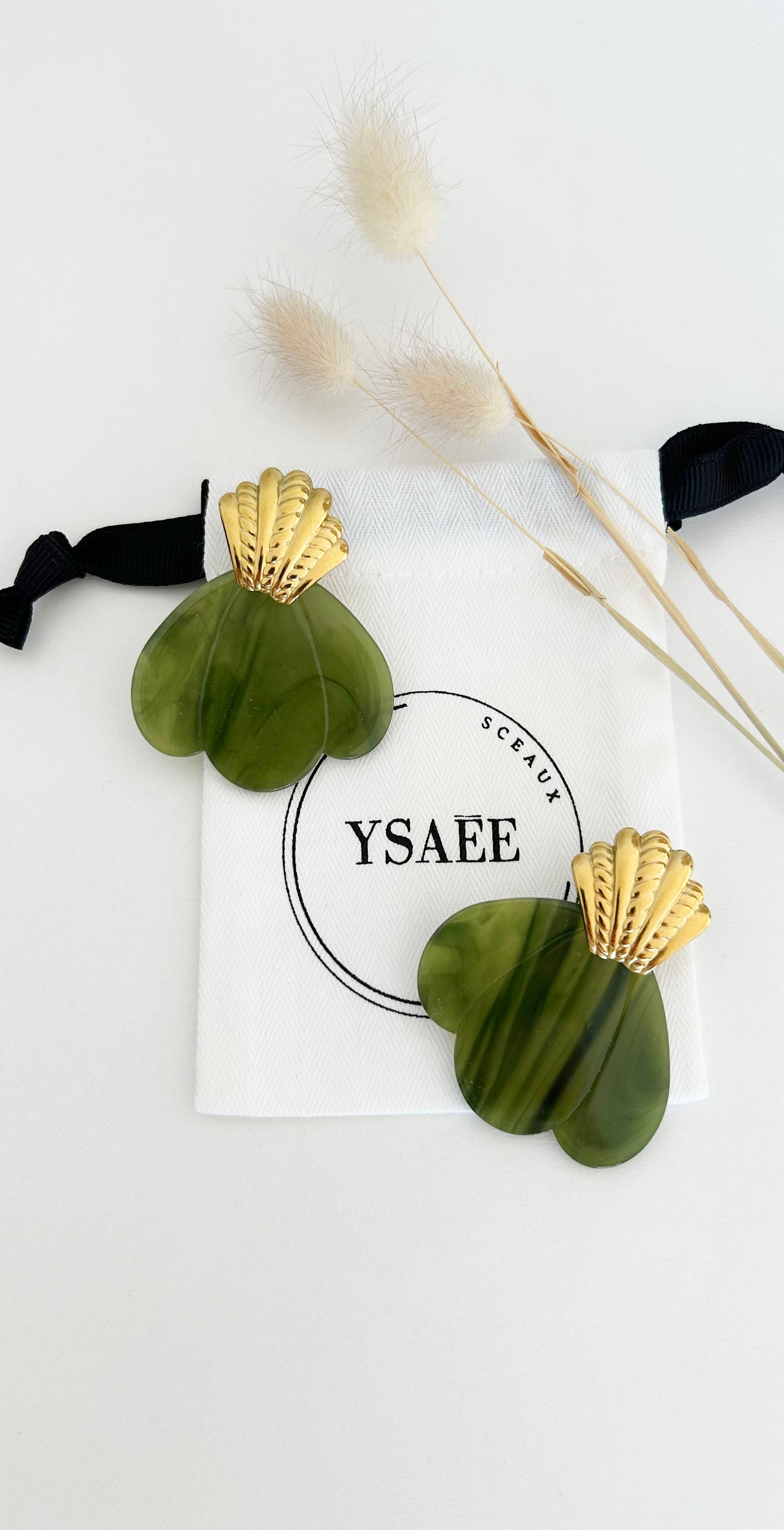 Boucles d'oreilles Flora olive