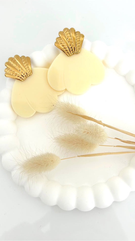 Boucles d'oreilles Flora crème